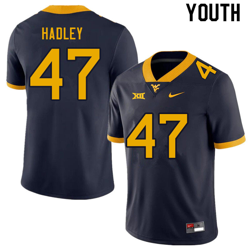 Youth #47 J.P. Hadley West Virginia Mountaineers College Football Jerseys Sale-Navy - Click Image to Close
